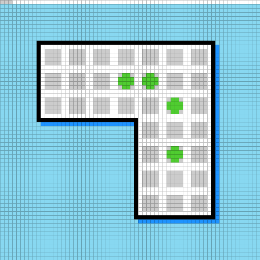 After the jump, the green has landed in the hole and two cells are now empty